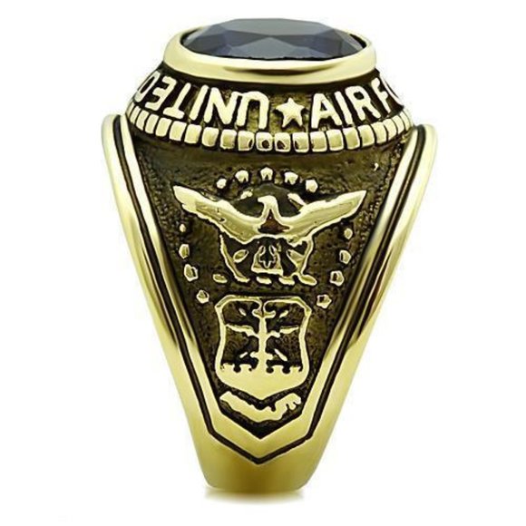 United States U.S. Air Force Ring - USAF Military Rings Gold Blue Stone - Picture 4 of 8